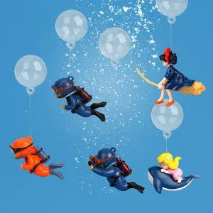 אקווריום דגים Cartoon - קישוט מיני צוללן ובת-ים