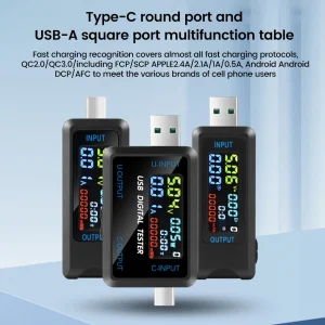 בודק USB Type-C 10 ב-1 - מד זרם, מתח, קיבולת