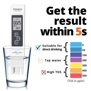 בודק איכות מים דיגיטלי TDS EC- מטר טמפרטורה