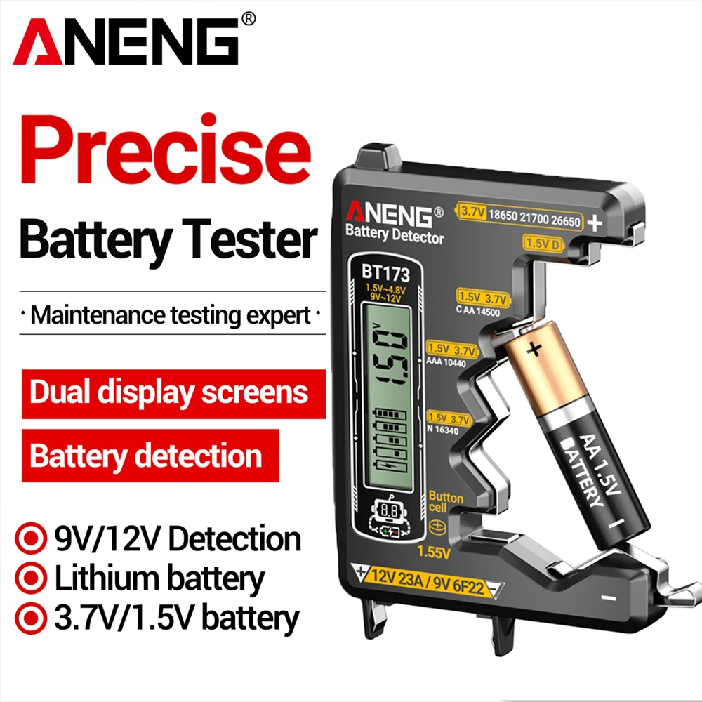 בוחן סוללות ANENG BT173 - בדיקת סוללות AA,AAA,9V ועוד