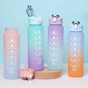 בקבוק מים ספורט 900 מ,ל עמיד-חום עם קש - צבעים