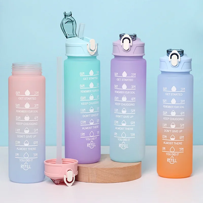 בקבוק מים ספורט 900 מ,ל עמיד-חום עם קש - צבעים