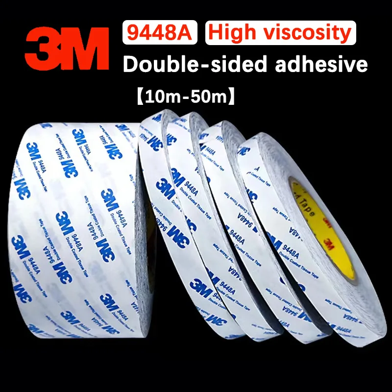 דבק 3M 9448A דו-צדדי, דק, חזק, עמיד בחום - לבן