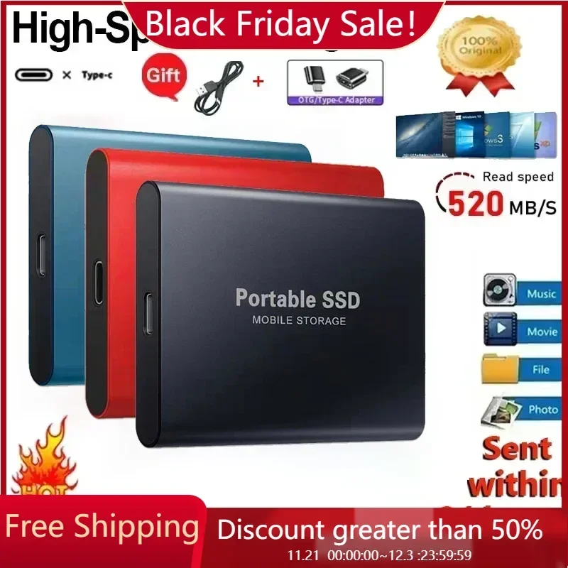 דיסק קשיח נייד SSD , 1TB-4TB , USB-C , למחשב נייד