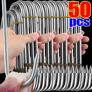 וו תלייה נירוסטה S עם קצה חד - 50,10 יח׳ לתליית בשר