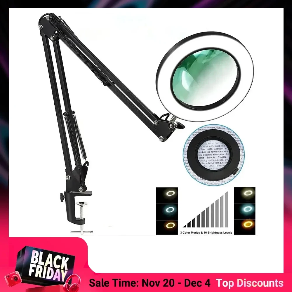זכוכית מגדלת LED - 8X,10X USB לתיקון והלחמה