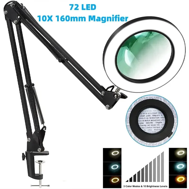 זכוכית מגדלת LED - 8X,10X USB לתיקונים ותאורה