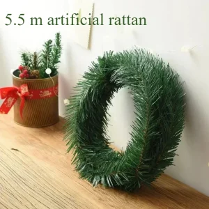 זר ראטן לחג המולד - קישוט לעץ וחצר - 5.5 מטר