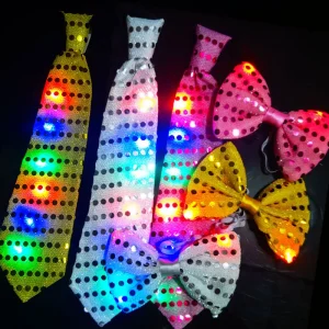 חליפת עניבה זוהרת LED - 10 יחידות - למסיבה