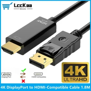כבל DisplayPort ל-HDMI 4K - מתאם וידאו אודיו