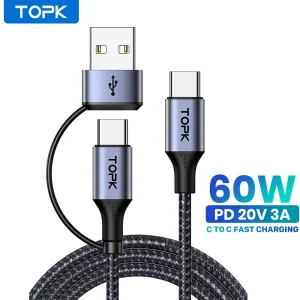 כבל USB C טעינה מהירה 60W ל-MacBook Pro - TOPK