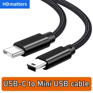 כבל USB-C ל-Mini USB קלוע - טעינה, סנכרון נתונים