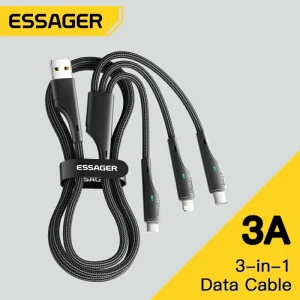 כבל טעינה USB 3 ב-1 מהיר - ל- IP, סמסונג, ועוד