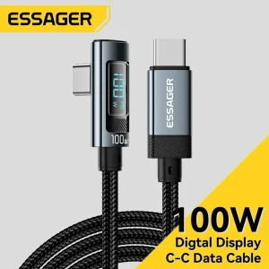 כבל טעינה USB-C Essager PD 100W - 90 מעלות למחשב נייד