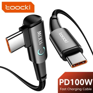 כבל טעינה USB C ל-USB C 90 מעלות Toocki 100W
