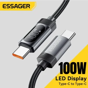 כבל טעינה מהיר Essager 100W Type C ל-C - תצוגה דיגיטלית