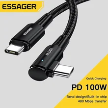כבל טעינה מהיר Essager 100W USB-C - זווית 90 מעלות