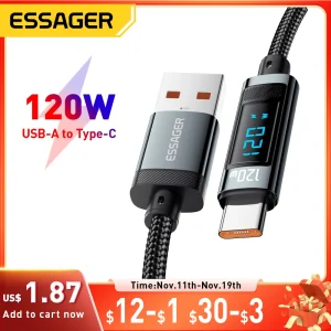 כבל טעינה מהיר Essager 120W USB-C עם תצוגה