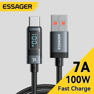 כבל טעינה מהיר Essager 7A USB-C 100W לטלפון