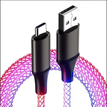 כבל טעינה מהיר USB-C RGB זוהר , 66W 6A