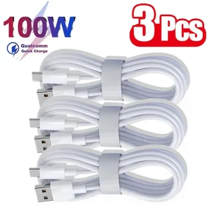 כבל טעינה מהירה Type-C 100W , 3 יחידות ל- Huawei