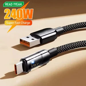 כבל טעינה מהירה USB-C 240W , טלפון סמסונג שיאומי