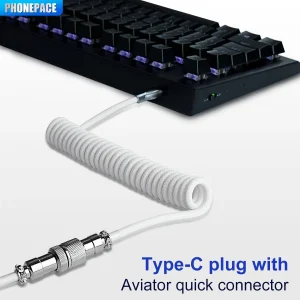 כבל מקלדת מכנית קפיצי USB-C - עד 3 מטר