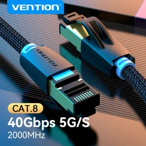 כבל רשת CAT8 איכותי , Vention , 40Gbps לראוטר