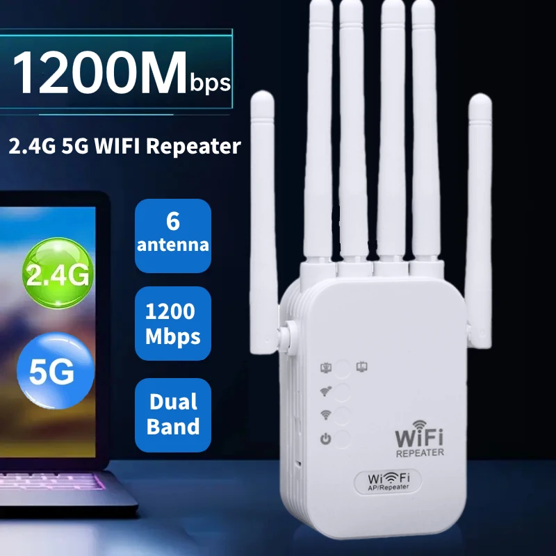מגבר טווח אלחוטי WiFi 1200Mbps - לבית ולמשרד