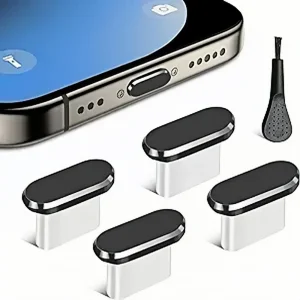 מגן אבק USB-C לטלפון - 4 יחידות + מברשת ניקוי