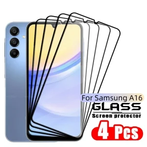 מגן מסך מזכוכית Samsung A16- 4 יחידות כיסוי מלא