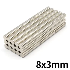 מגנט ניאודימיום 8x3 מ,מ - 20,40,100 יח' - חזק במיוחד