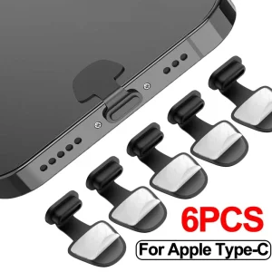 מגני אבק לטעינה - 6 יח' לאייפון סמסונג USB-C