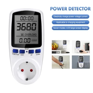 מד הספק דיגיטלי 220V עם LCD - שקע וואטמטר EU