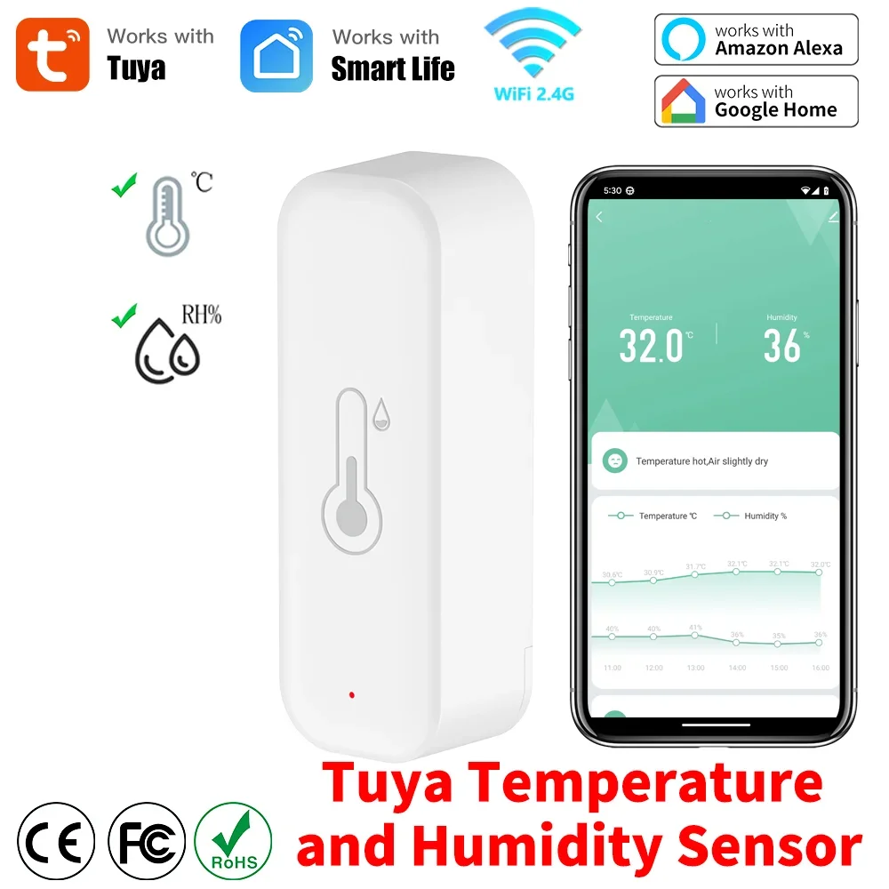 מד חום ולחות חכם Tuya WiFi - שליטה מרחוק