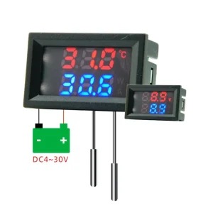 מד מתח וחום דיגיטלי DC עם חיישן NTC - בדיקה