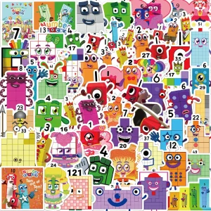 מדבקות מספרים מצוירות - 52 יח' לקישוט נייד