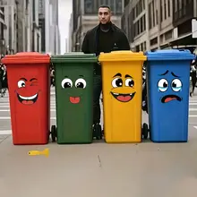 מדבקות פנים מצוירות- לעיצוב פח אשפה ושירותים