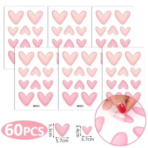 מדבקות קיר לבבות ורודים - 60 יח' לחדר ילדות