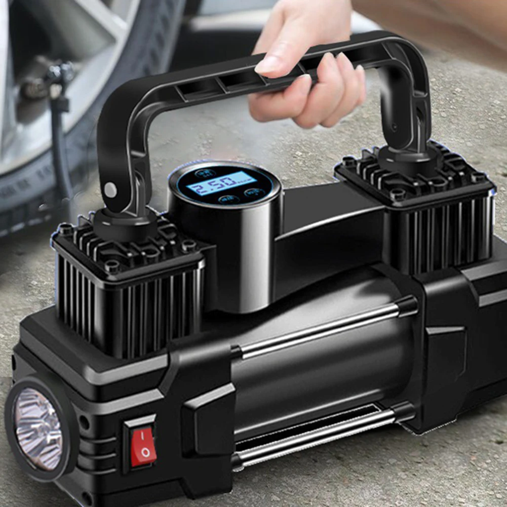 מדחס אוויר לרכב 12V - מנפח צמיגים חשמלי חזק עם LED