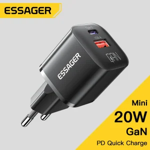 מטען Essager 20W GaN - טעינה מהירה לאייפון,אייפד