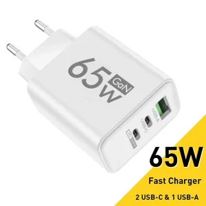 מטען GaN מהיר 65W USB-C - לאייפון, סמסונג ועוד