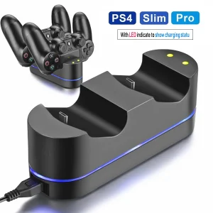 מטען בקר PS4 - טעינה כפולה + נוריות LED