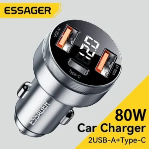 מטען לרכב 80W USB-C כפול- טעינה מהירה לאייפון