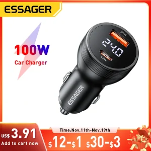 מטען לרכב Essager 100W USB-C - טעינה מהירה לטלפון