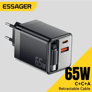 מטען נייד Essager 65W GaN - טעינה מהירה לטלפון