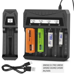 מטען סוללות חכם USB - 18650, AA,AAA