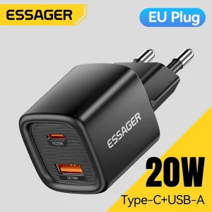 מטען קיר Essager 20W USB C - טעינה מהירה לאייפון