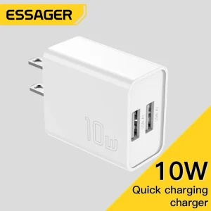 מטען קיר Essager Dual USB - לאייפון, סמסונג, אנדרואיד