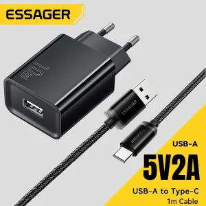 מטען קיר Essager Mini 10W - סט נייד לאייפון וסמסונג